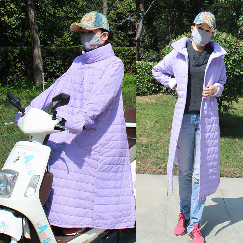 骑开电动车摩托防风衣挡风被防雨水保暖薄棉服男女手套款加长护膝