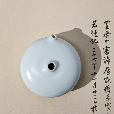 西泠印社青瓷小圆砚滴适用书法书画专用 汝窑磨墨滴水器创意文房