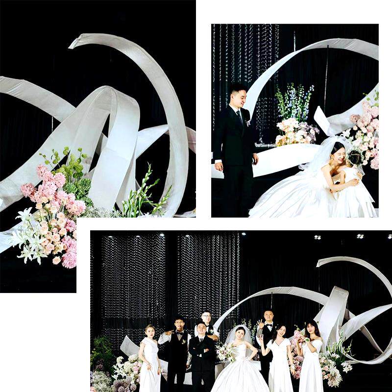 婚庆自由曲线布艺吊饰 螺旋炫美波浪布艺 婚礼舞台弧形装饰