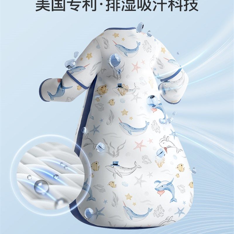 婴儿睡袋春秋夏季薄款宝宝纱布睡觉睡衣一体式护肚子防踢被子神器
