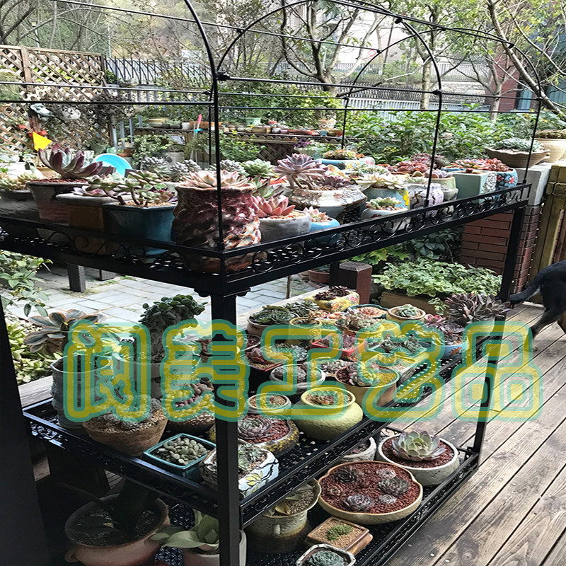 阳台花架室外落地多肉架多层带轮铁艺架移动防雨防晒保温植物架子