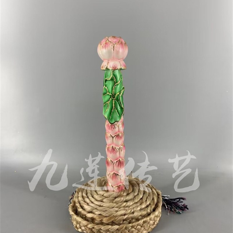 木雕法绳莲花法鞭香樟木手工雕刻彩绘九莲木雕各类法索定制