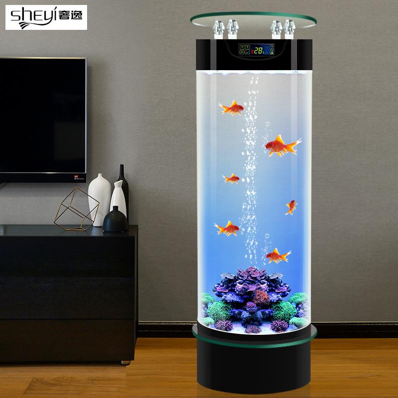鱼缸客厅小型圆柱亚克力水族箱家用生态免换水立式智能落地金鱼缸