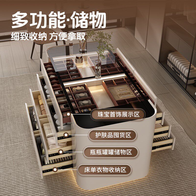 抽屉式衣帽间中岛柜 简约实木多层展示柜 影楼首饰收纳柜 亮白色