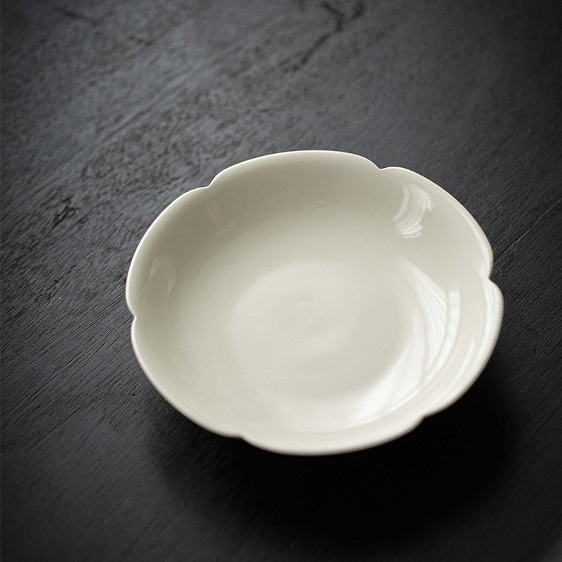 粗陶草木灰釉花瓣壶承干泡台功夫茶具日式陶瓷茶点盘茶道配件
