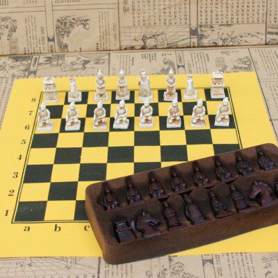 仿古国际象棋小号棋子皮革棋盘西安兵马俑棋子人物造型创意礼品