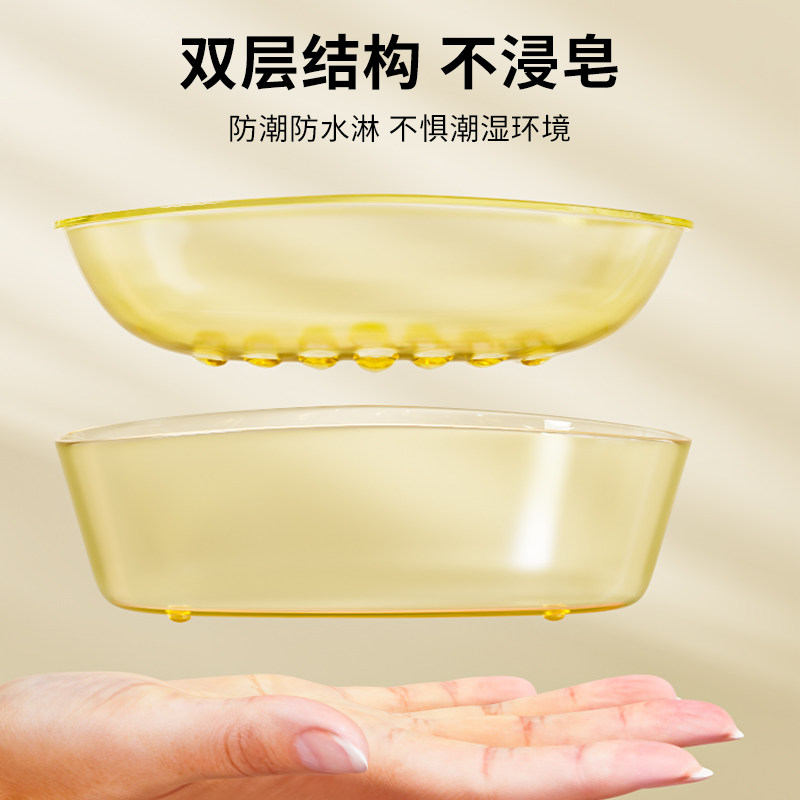 家用肥皂盒架子双层轻奢风沥水免打孔壁挂式卫生间收纳香皂盒皂碟
