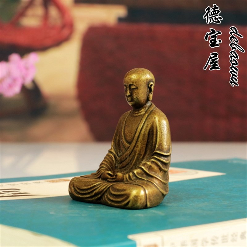 黄铜地藏菩萨佛像小号随身口袋佛地藏王菩萨像铜佛像复古实心纯铜