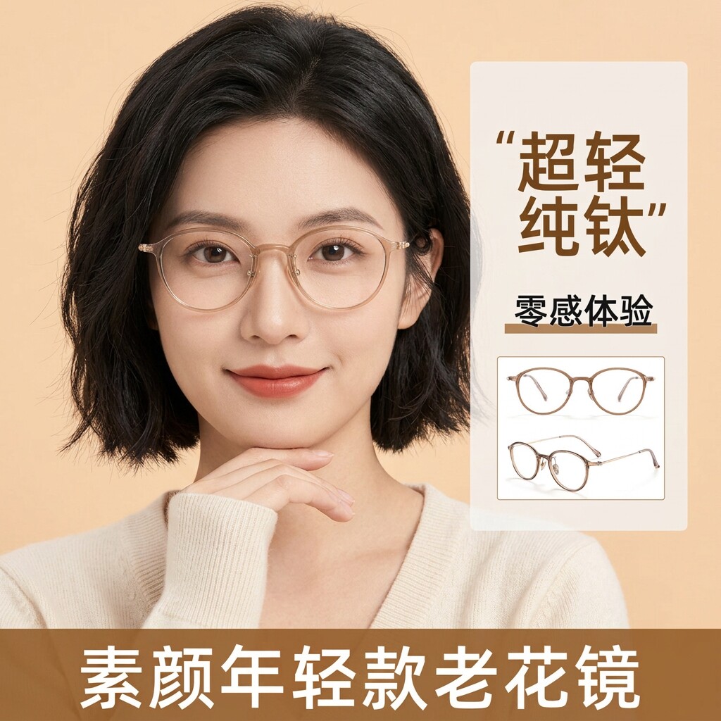 YISEESUM纯钛女式老花镜防蓝光