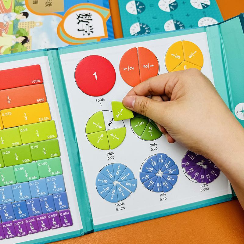 磁性分数盘教具磁吸演示器小学三年级数学分子分母加减法运算BW