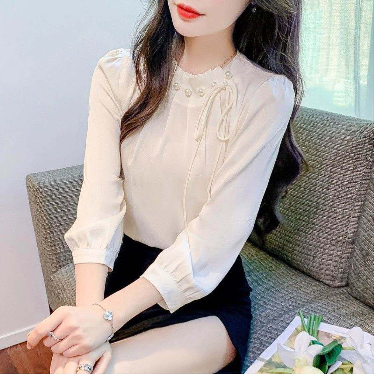 衬衫女款秋装2026新款时尚洋气法式七分袖高级感气质显瘦洋气上衣