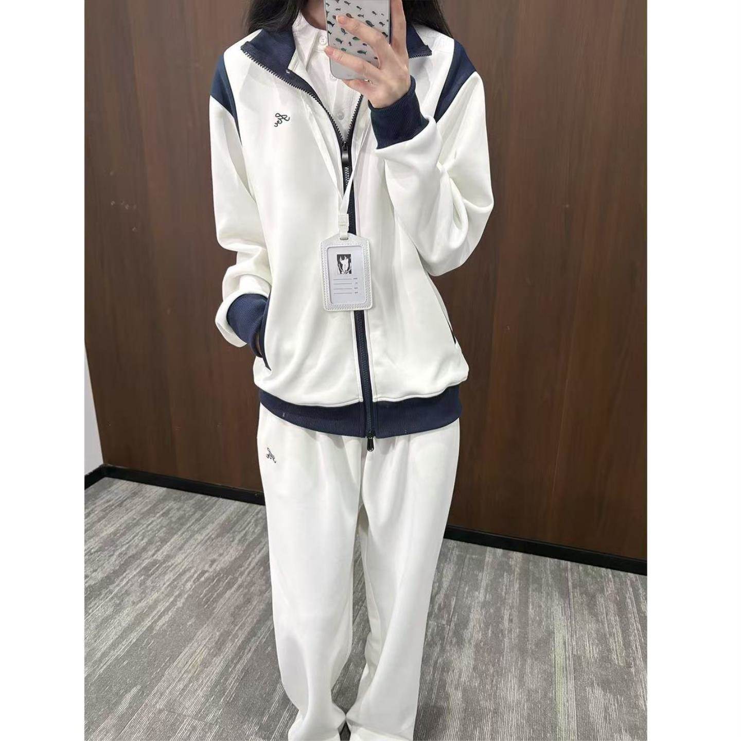 日系运动卫衣加绒女初高中学生校服宽松撞色外套休闲体操服