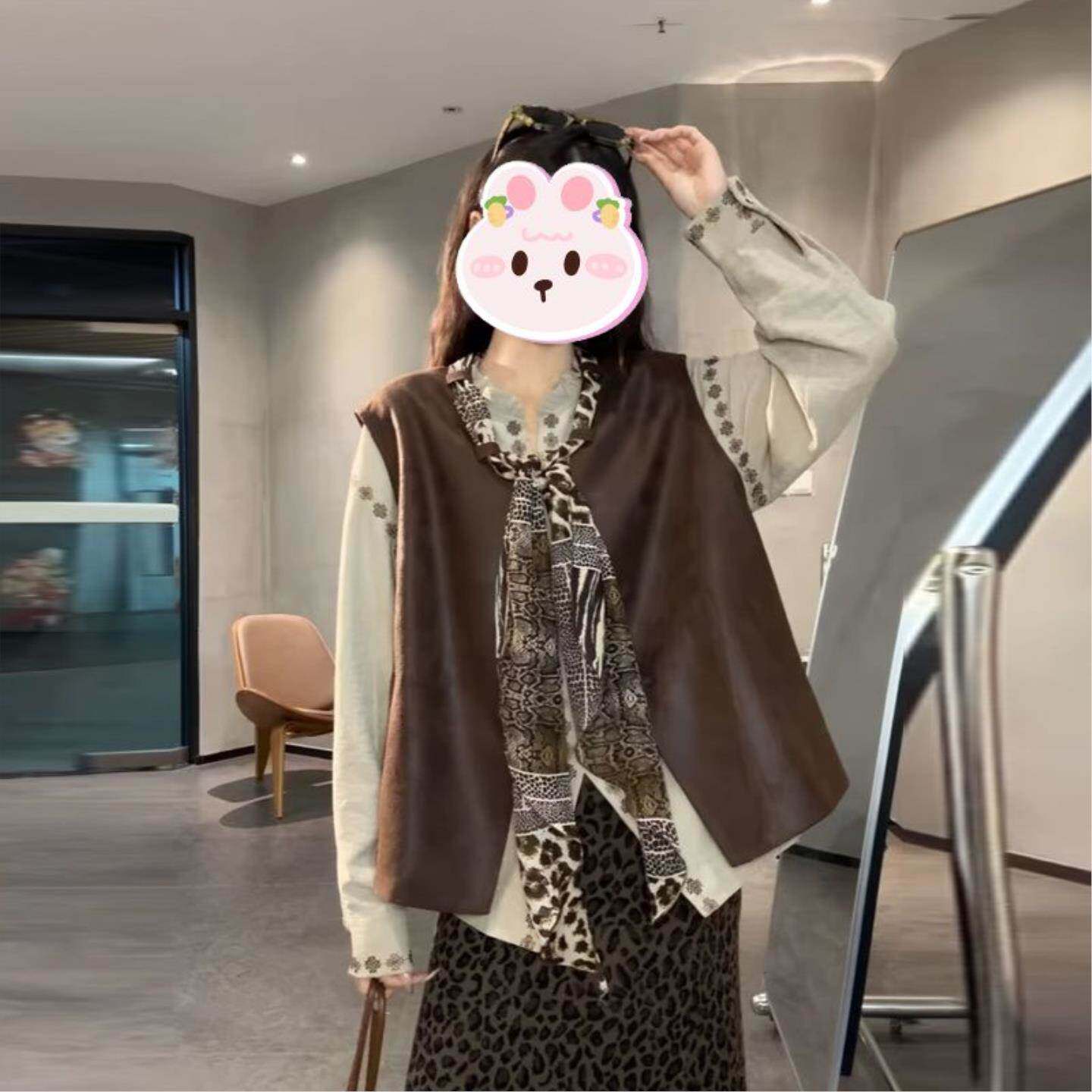 单件/套装2026春季新款韩版无袖坎肩皮马甲女单排扣开衫纯色外套
