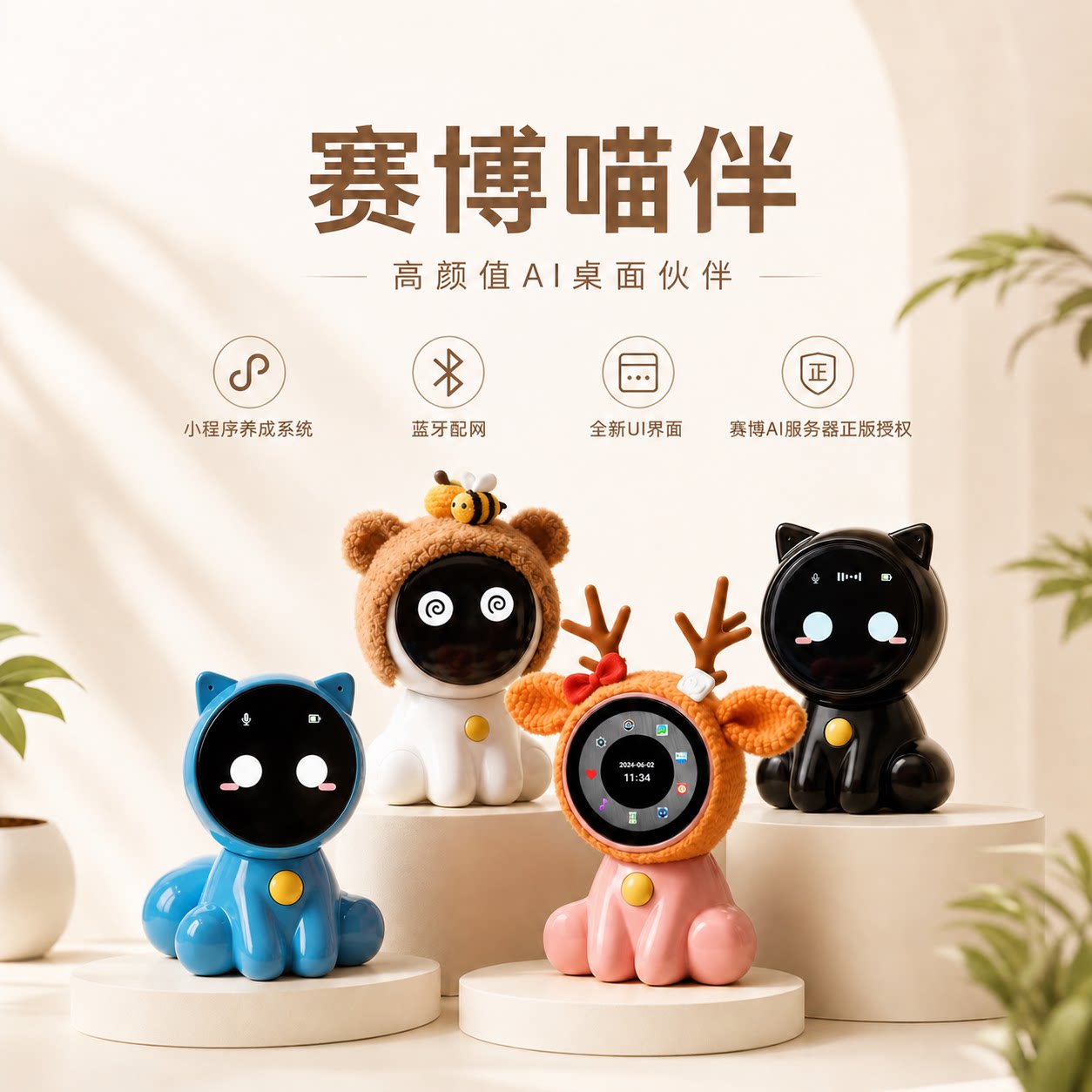 乐鑫喵伴AI助手对话机器人运动感知声源定位磁吸主机灵活转动豆包