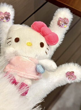 可爱钻猫加厚手套女露指触屏保暖