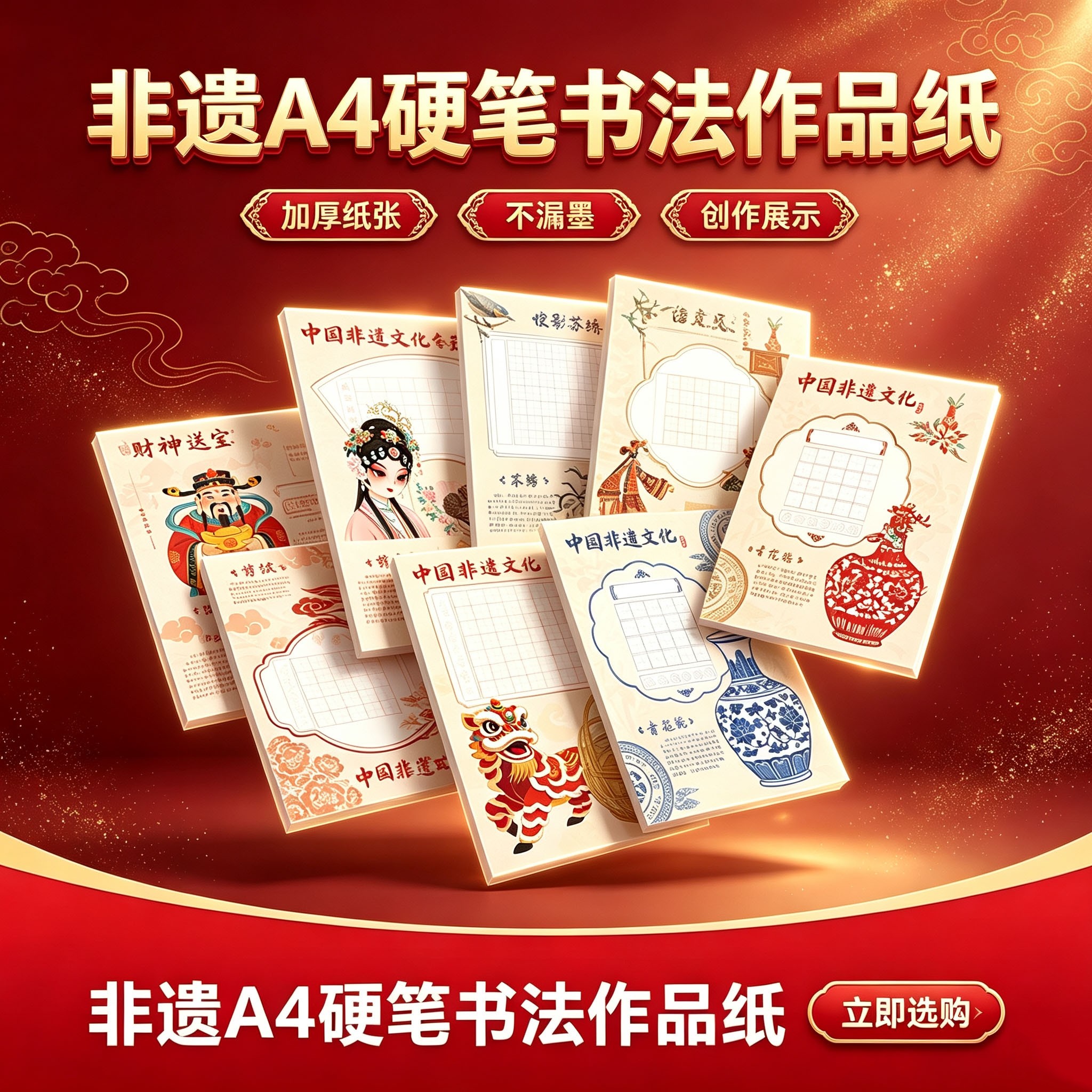 中国非遗A4硬笔书法作品纸墙贴