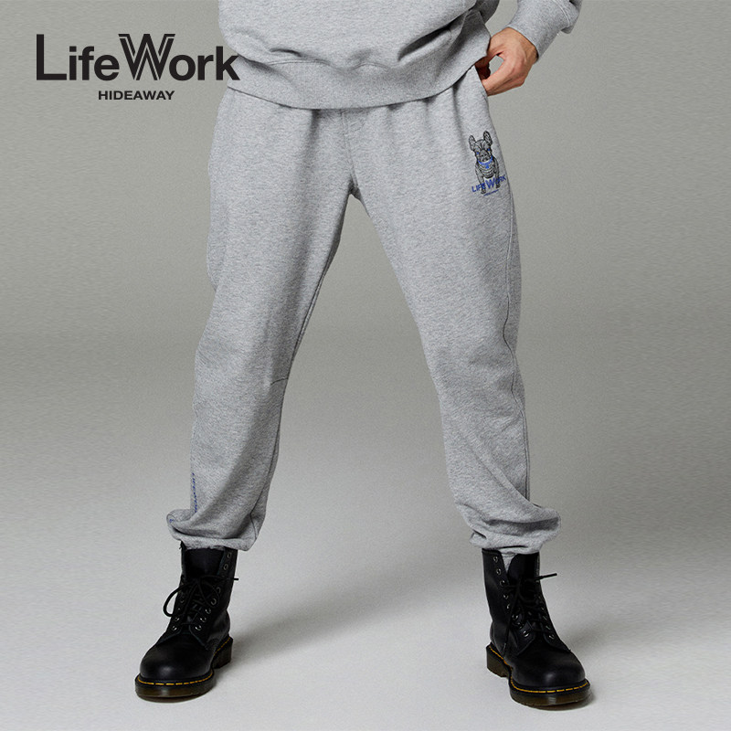 LIFEWORK HIDEAWAY宽松休闲卫裤男抽绳松紧腰束脚裤运动裤长裤