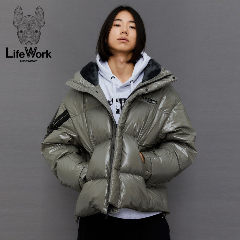 LIFEWORK HIDEAWAY立领亮面羽绒服男女同款鸭绒服加厚保暖外套