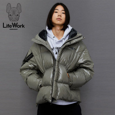 LIFEWORK HIDEAWAY立领亮面羽绒服男女同款鸭绒服加厚保暖外套