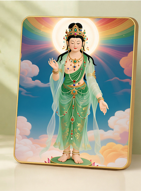 绿度母禅意画像店内的装饰摆件