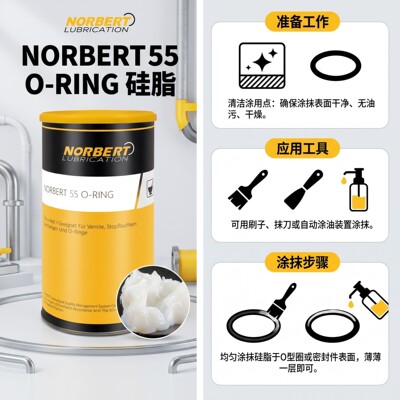 NORBERT 硅脂密封润滑脂O型圈密封件阀门填料气动系统橡胶弹性体