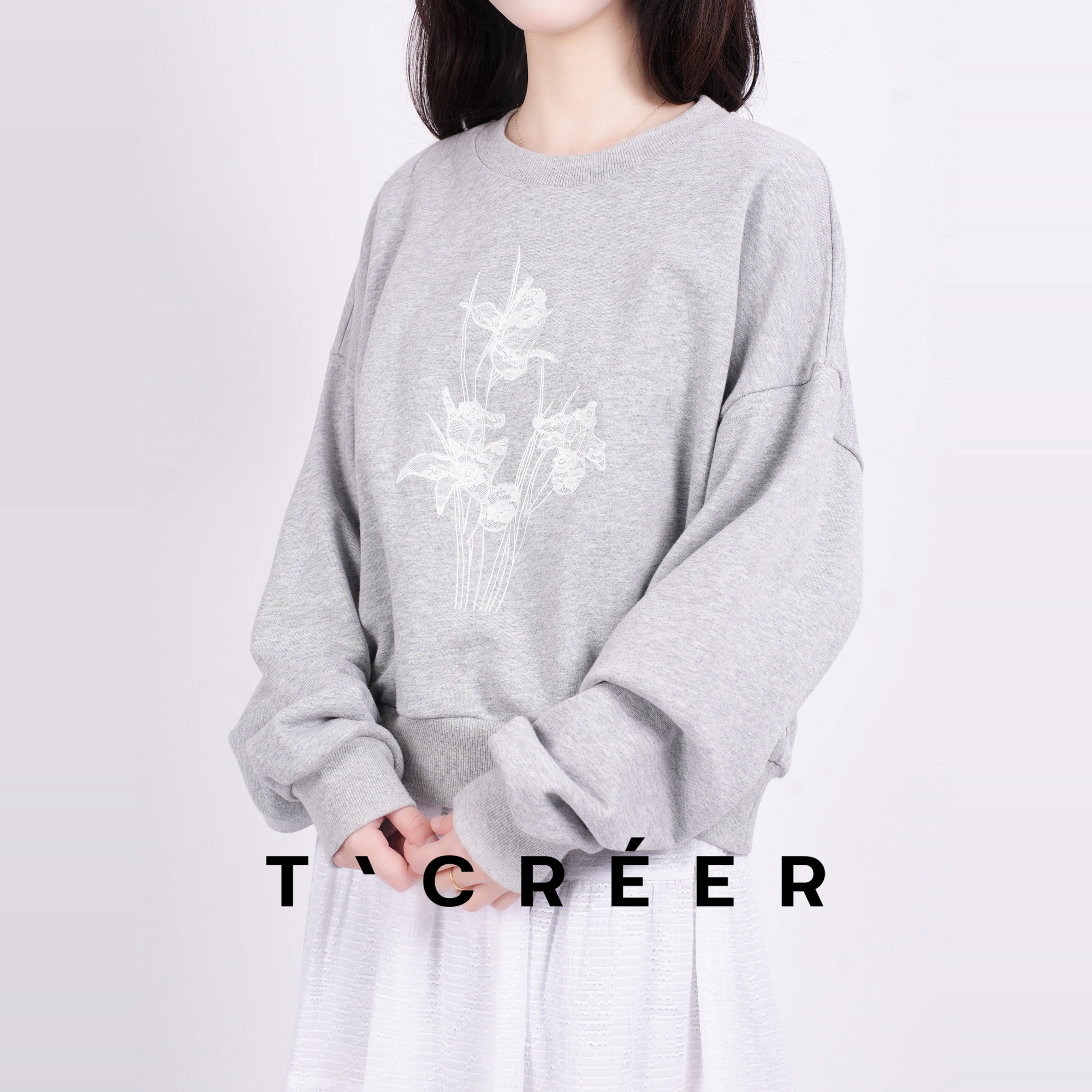 【内购会】T`CREER｜【当观水月】韩系圆领慵懒春款套头卫衣女