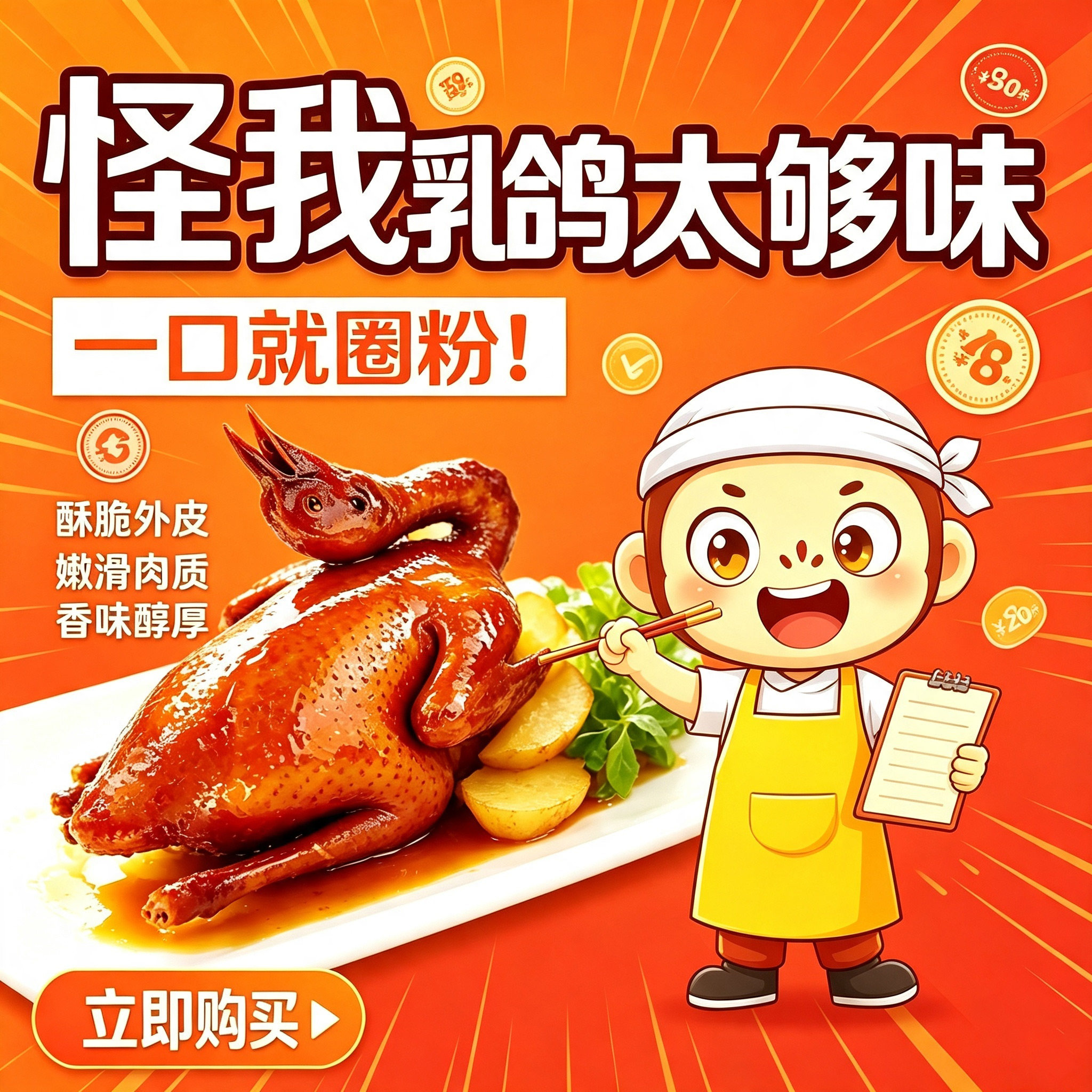 正宗广东中山石岐乳鸽广式红烧盐焗脆皮乳鸽烤鸽子熟食顺丰发货