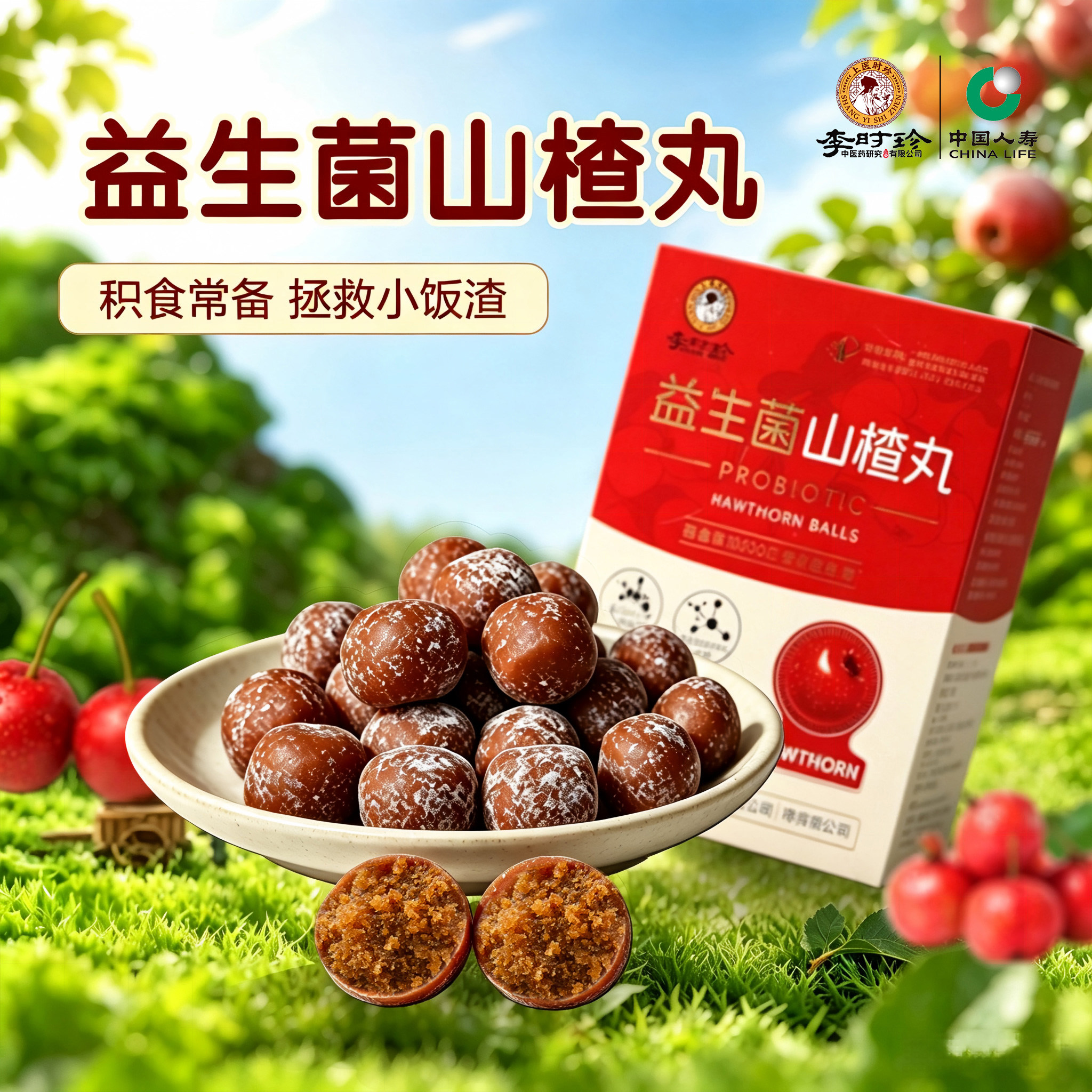 李时珍益生菌山楂丸健开胃无蔗糖儿童老式大山楂球小时候吃的零食