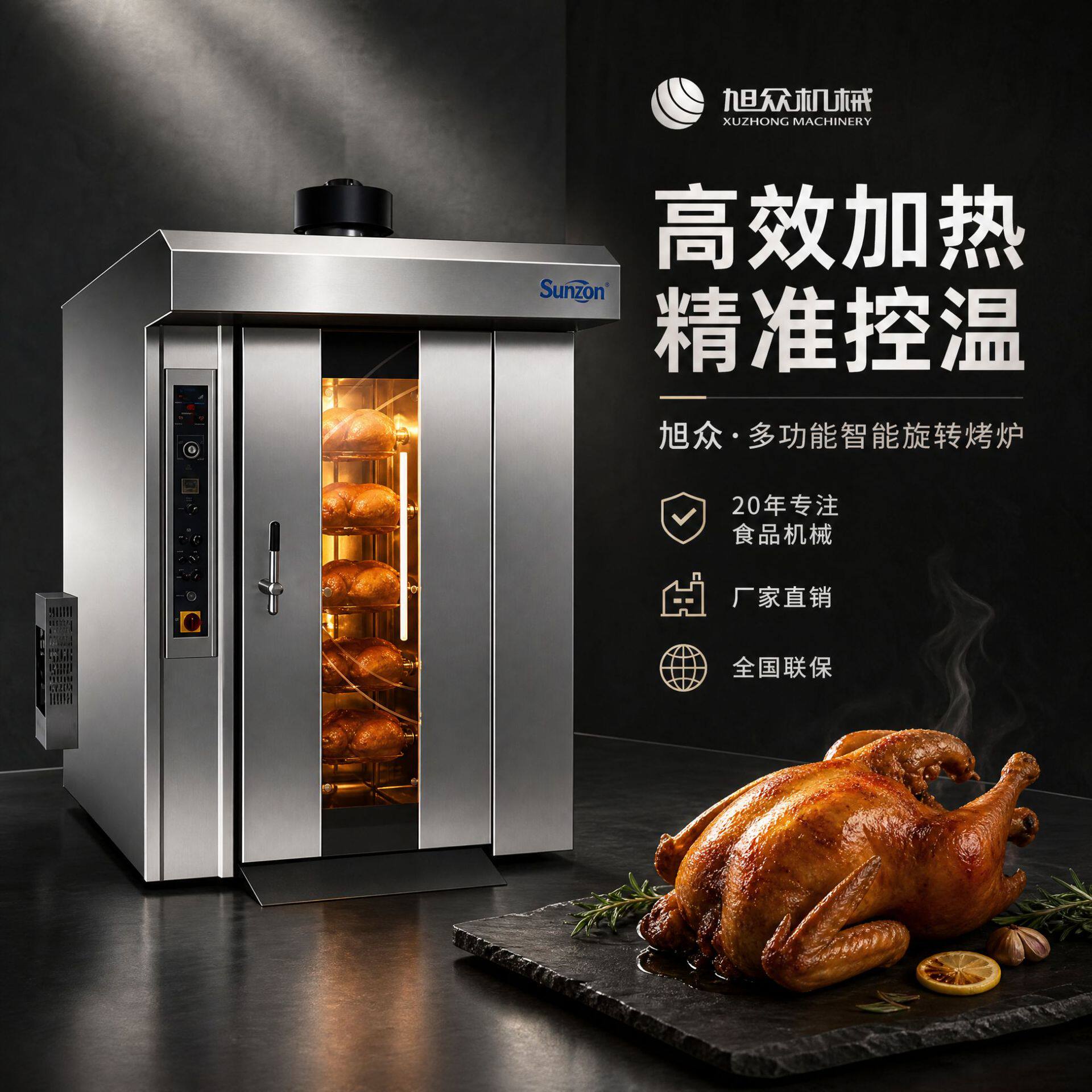 多功能热风循环旋转烘烤炉全自动糕点面包烘焙炉不锈钢商用烤炉机