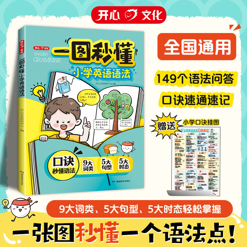开心 一图秒懂小学英语语法抢先提前学漫画一本通新概念英语公式法语法趣味口诀速记练习专项训练每日一练知识点汇总大全书人教版