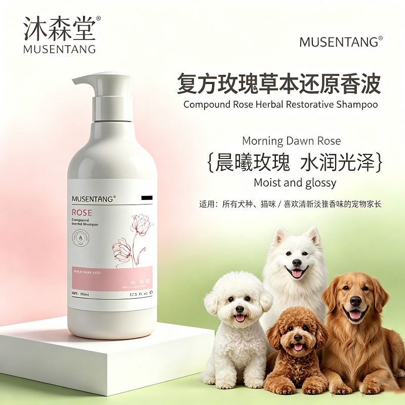 沐森堂复方玫瑰草本狗猫香波