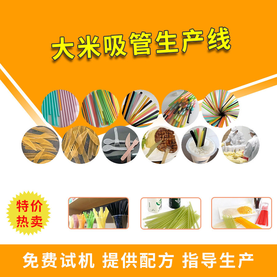 可食用大米吸管设备厂家直供淀粉环保奶茶吸管生产