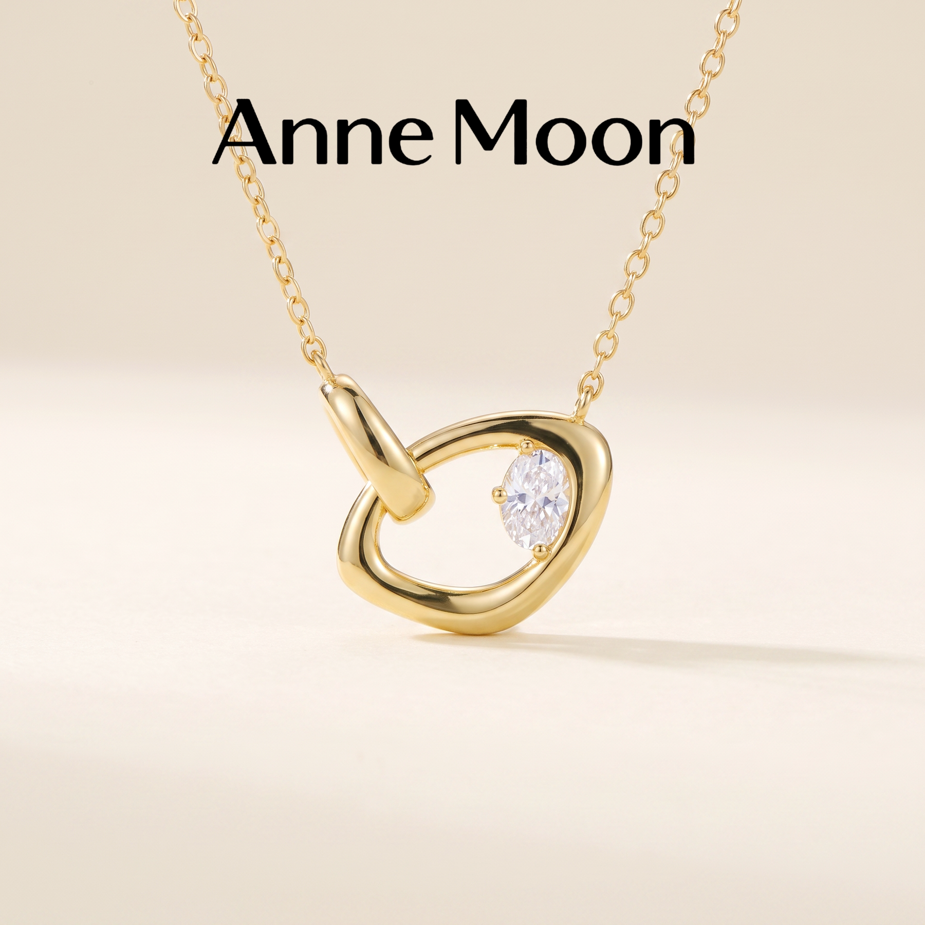 Anne Moon安妮穆恩悬环系列项链女锁骨链轻奢简约银项链送礼首饰