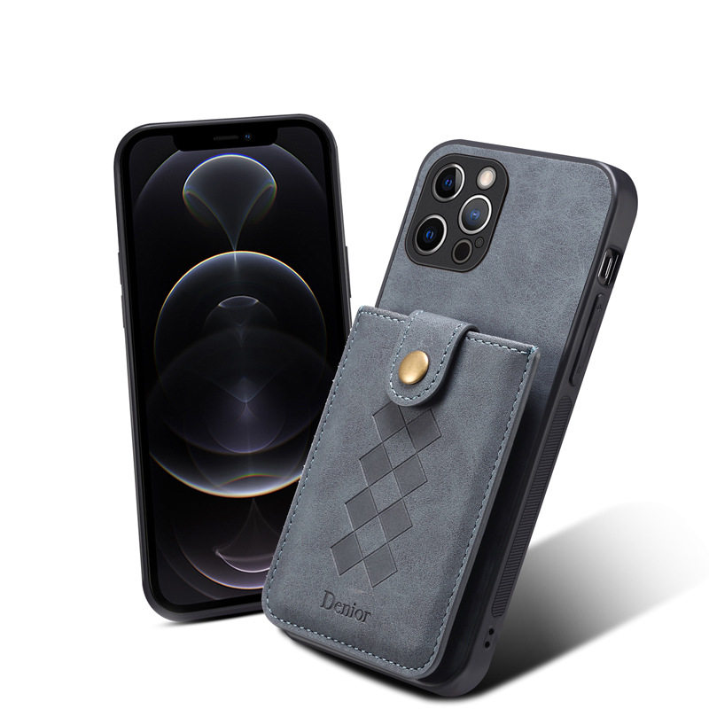 适用iphone 12手机壳苹果12 pro max吸附后壳复古磨砂魔术贴分体卡包