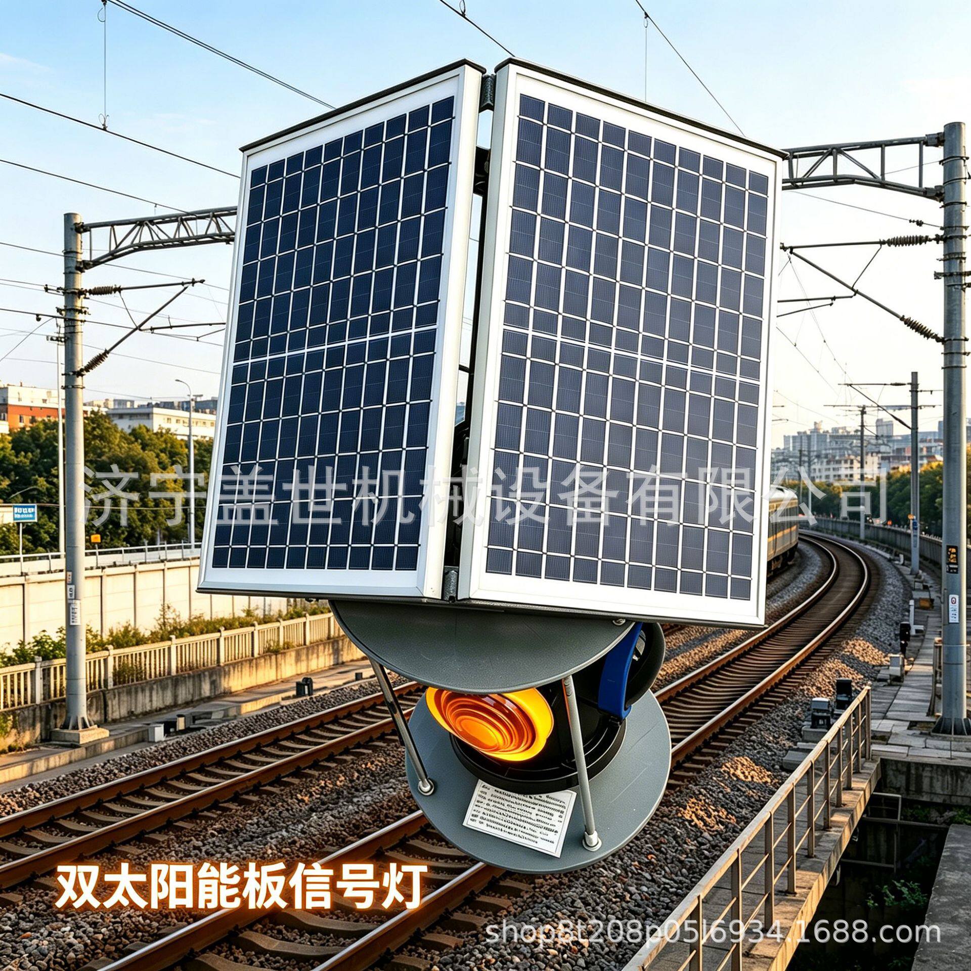 双太阳能板信号灯铁路道岔灯转辙器标志灯轨道四面双色充电指示灯