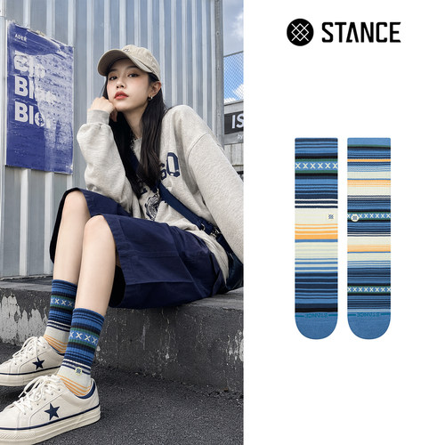 STANCE潮流袜子女袜中筒袜夏季透气舒适袜子加州日落色彩条纹袜