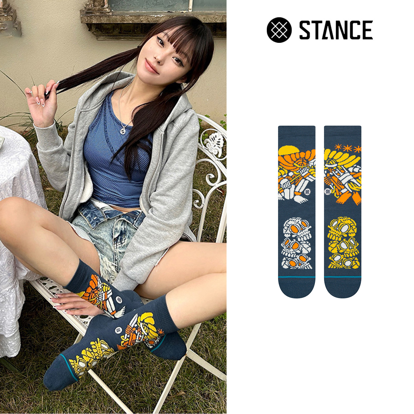 STANCE潮流袜子DJ JAVIER联名款男袜女袜休闲中筒袜海浪元素个性