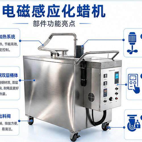 200L 方形可移动不锈钢电磁加热带搅拌熔蜡机化蜡缸