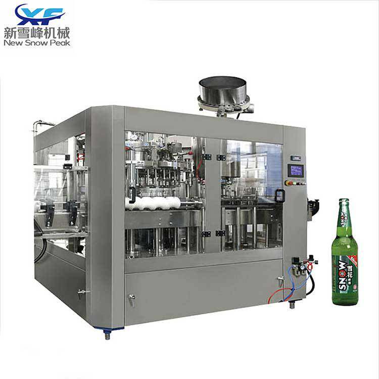 精酿啤酒灌装机、玻璃瓶啤酒冲瓶灌装压盖三合一灌装生产线