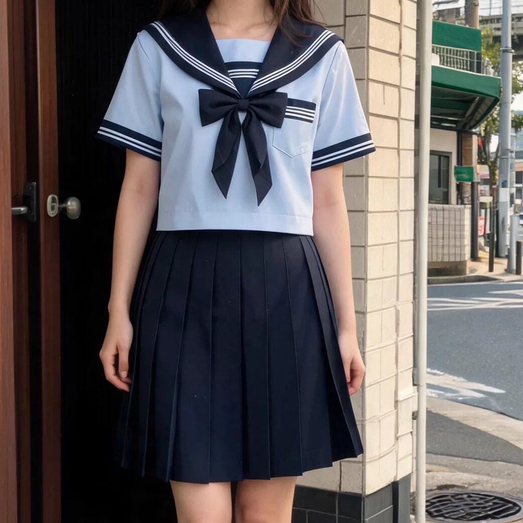 原版绀色蓝三本水手服JK日常可穿