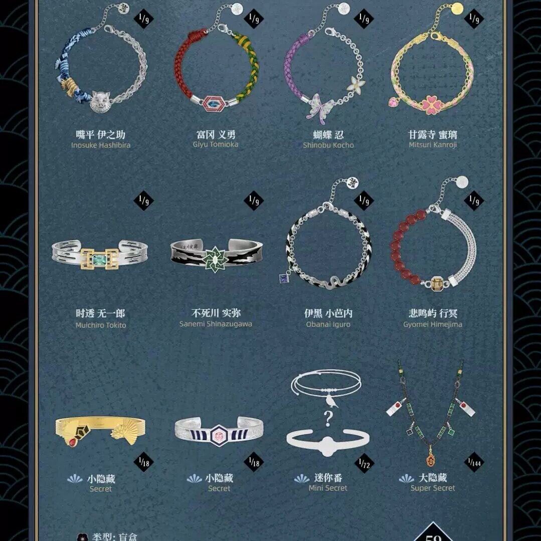 麦和BXOFUN鬼灭之刃系列手链盲盒
