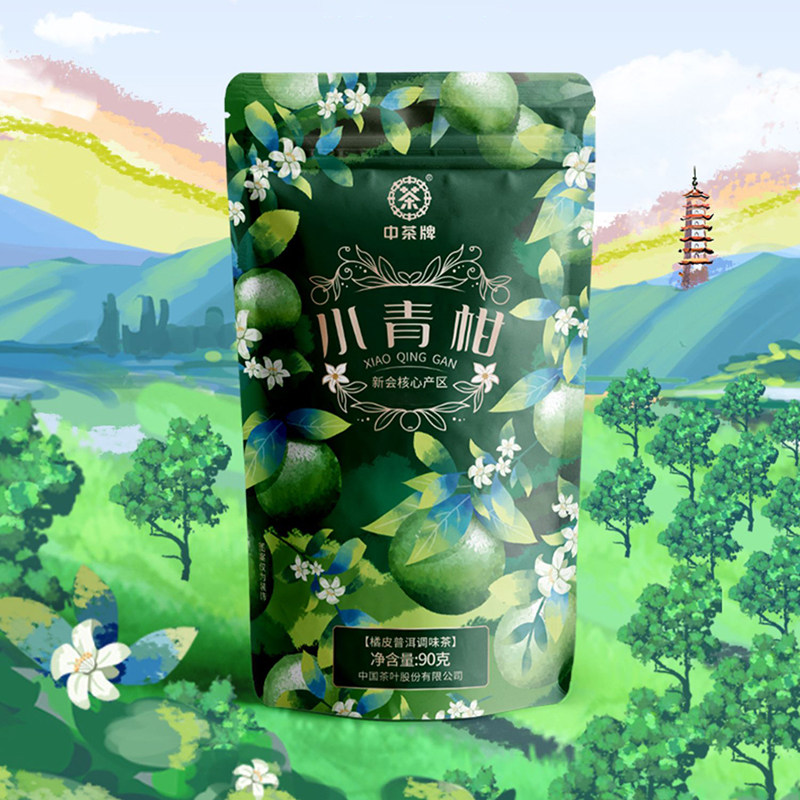 中茶正宗新会小青柑 云南普洱茶叶 宫廷级十年陈橘桔陈皮熟茶90g