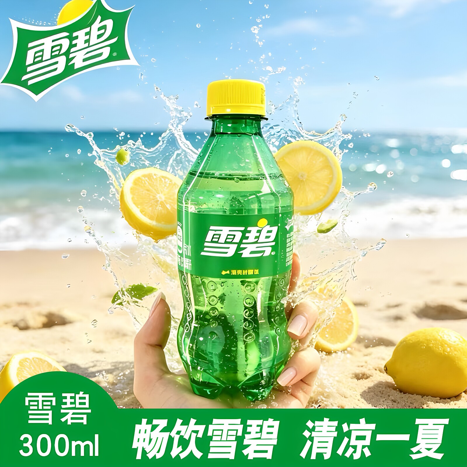 雪碧柠檬味碳酸饮料300ml*6瓶装夏日饮品汽水家庭聚餐旅游便携装