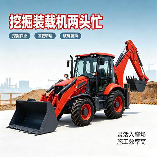 多功能两头忙挖掘装载机轮式反铲装载机工地挖土铲装一体机