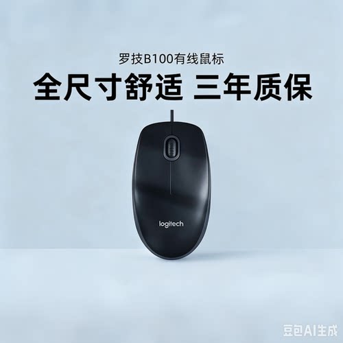 罗技B100/USB静音有线鼠标办公