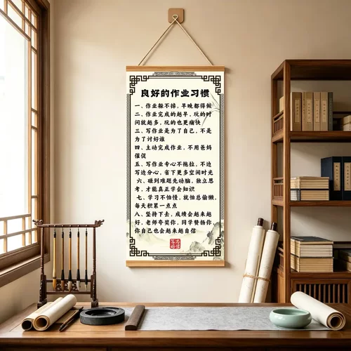 《良好的作业习惯》正确引导孩子书房卧室客厅家庭教育装饰挂画jy