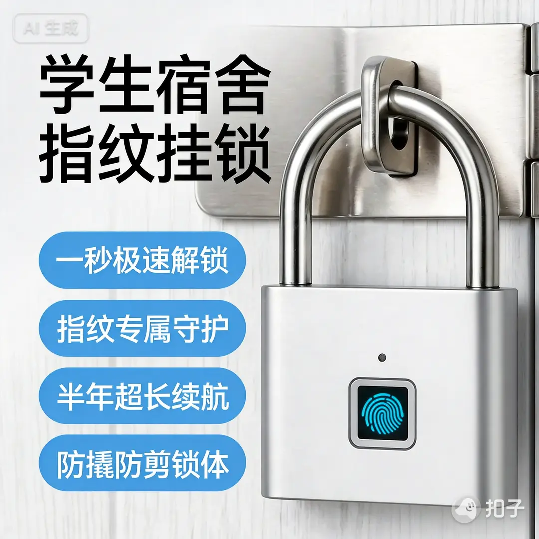 指纹锁大学生宿舍好物新生高中生柜子锁开学常备户外装备锁具JH