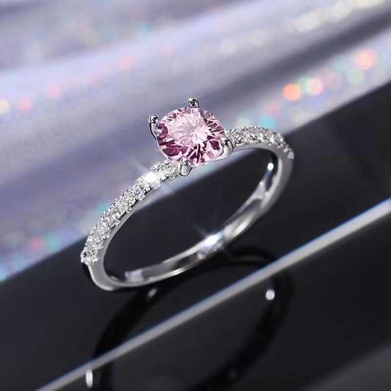 时尚锆石订婚戒指女士轻奢个性镀白金钻戒欧美跨境y爆款指环