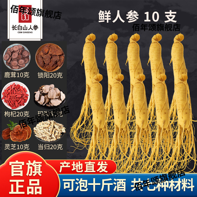 长白山人参泡酒料酒浸鲜参10支