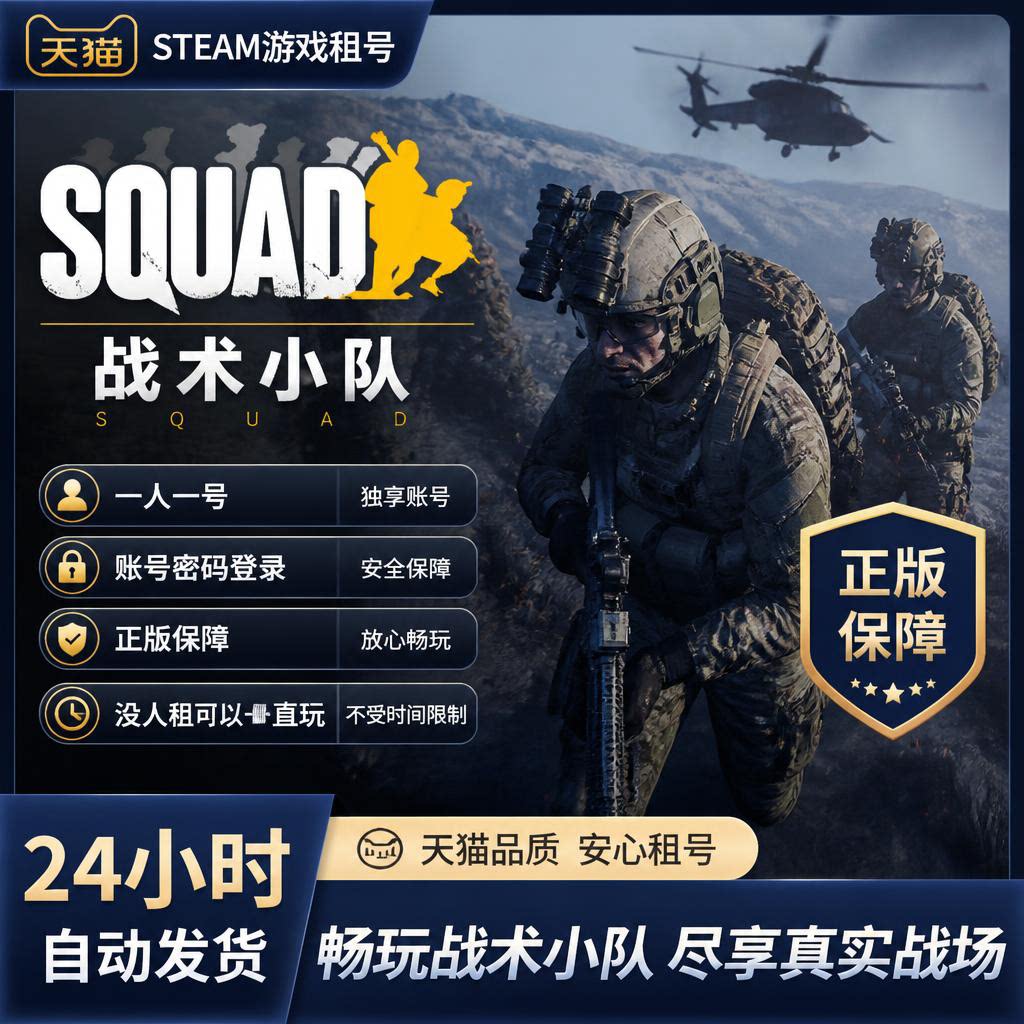 Steam战术小队SQUAD正版游戏租号账号密码登录